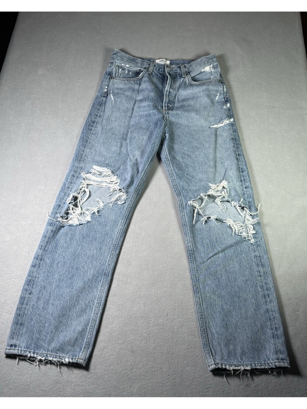 AGOLDE 90s Mid Rise Loose Fit Jeans Fall Out Distressed Denim Size 26 A069C-811 - Picture 6 of 9